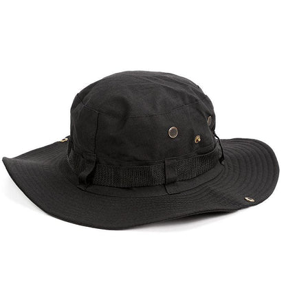 Stevvex black outdoor bucket hat with wide brim, adjustable strap unisex on Tampa Home & Garden Store