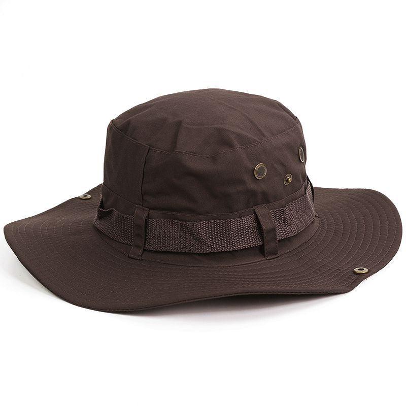 Bucket hat brown Stevvex outdoor foldable sun cap with adjustable strap unisex brimmed hat on Tampa Home & Garden Store