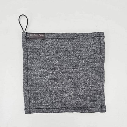 Merino wool camp towel by Hilltop Packs LLC, gray speckled fabric with loop on Tampa Home & Garden Store