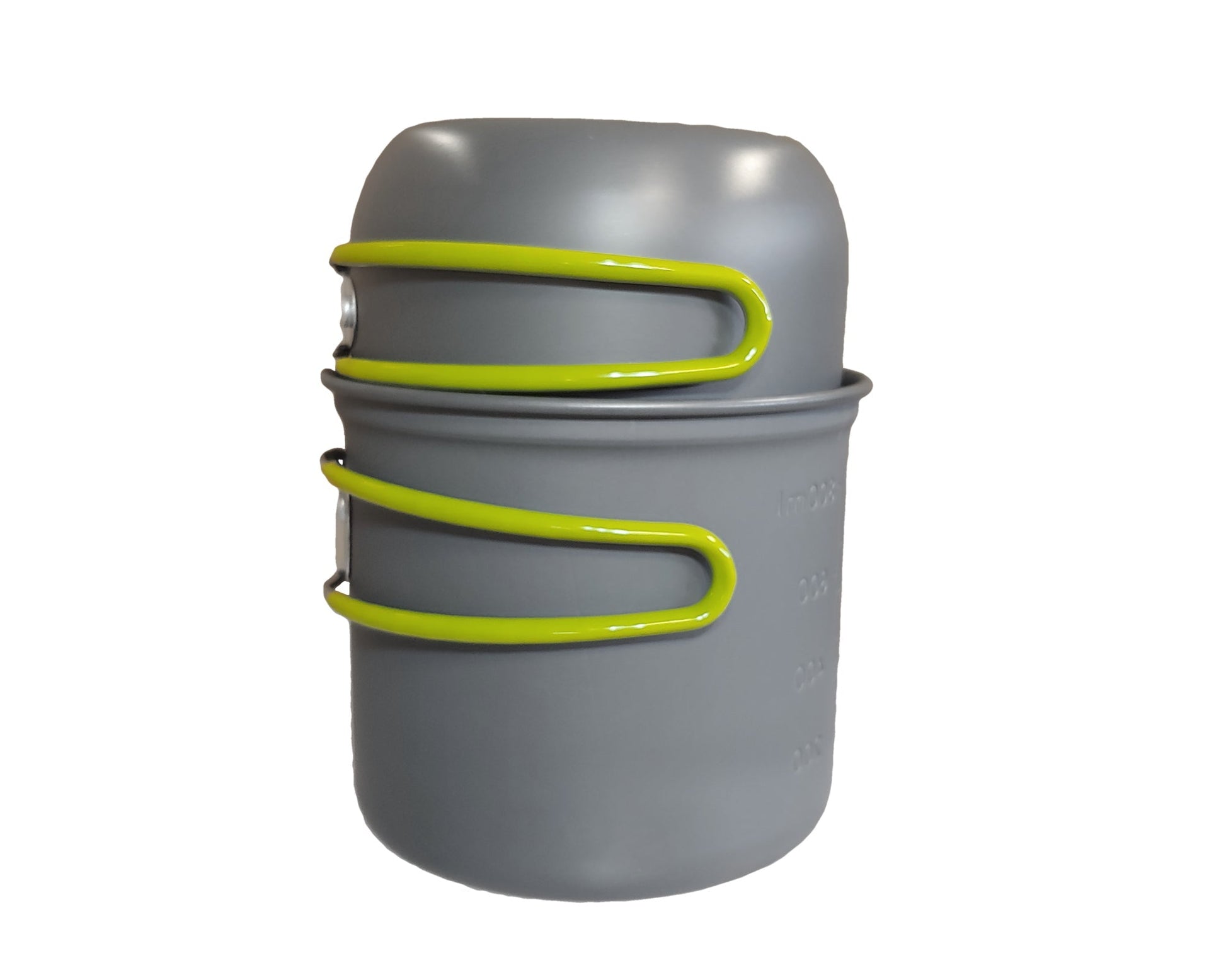 Camping pot set by River Country Gear in gray with neon lime wrap handle on Tampa Home & Garden Store