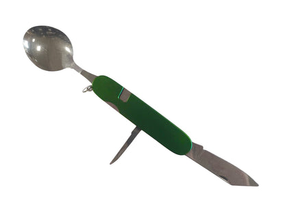 Utensil set, 2 pieces, with green folding handle, spoon and knife blades on Tampa Home & Garden Store
