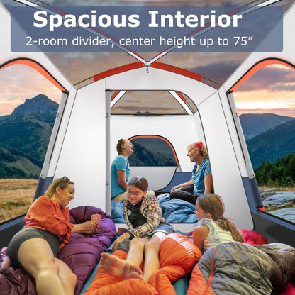 GemGear 6-8 Person Vis-A-Vis camping tent interior with 2-room divider and 2 doors on Tampa Home & Garden Store