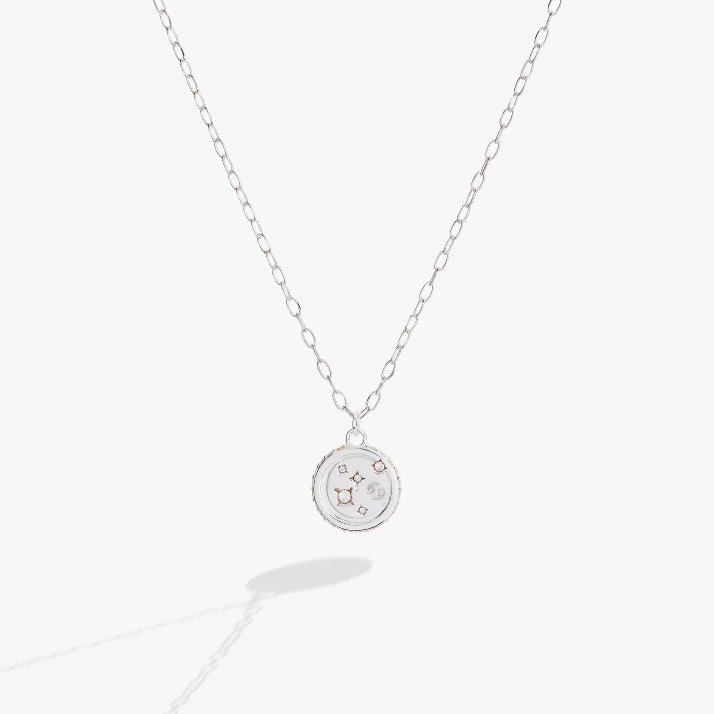 Cancer Zodiac Necklace with Crystal Wheel Charm