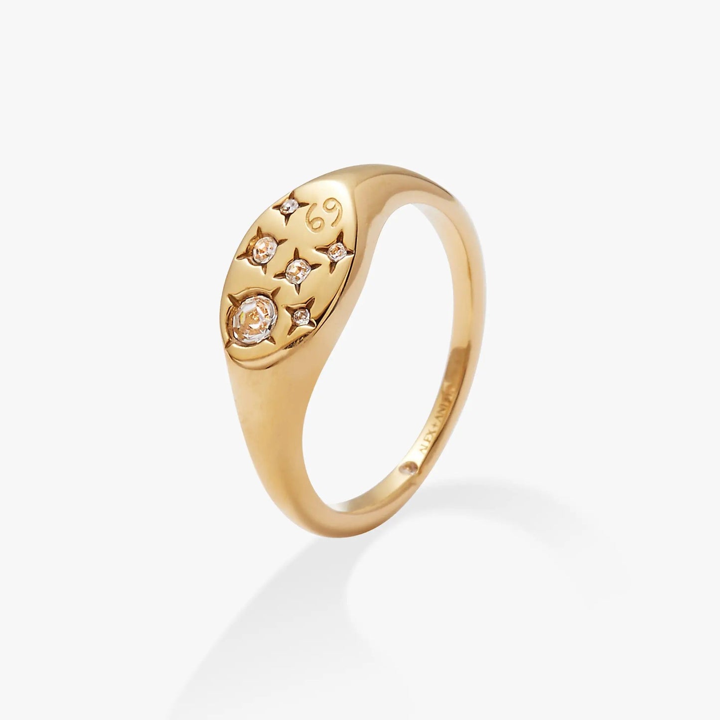 Gold-tone Cancer Zodiac Ring with 69 symbol and crystal accents by Alex and Ani on Tampa Home & Garden Store