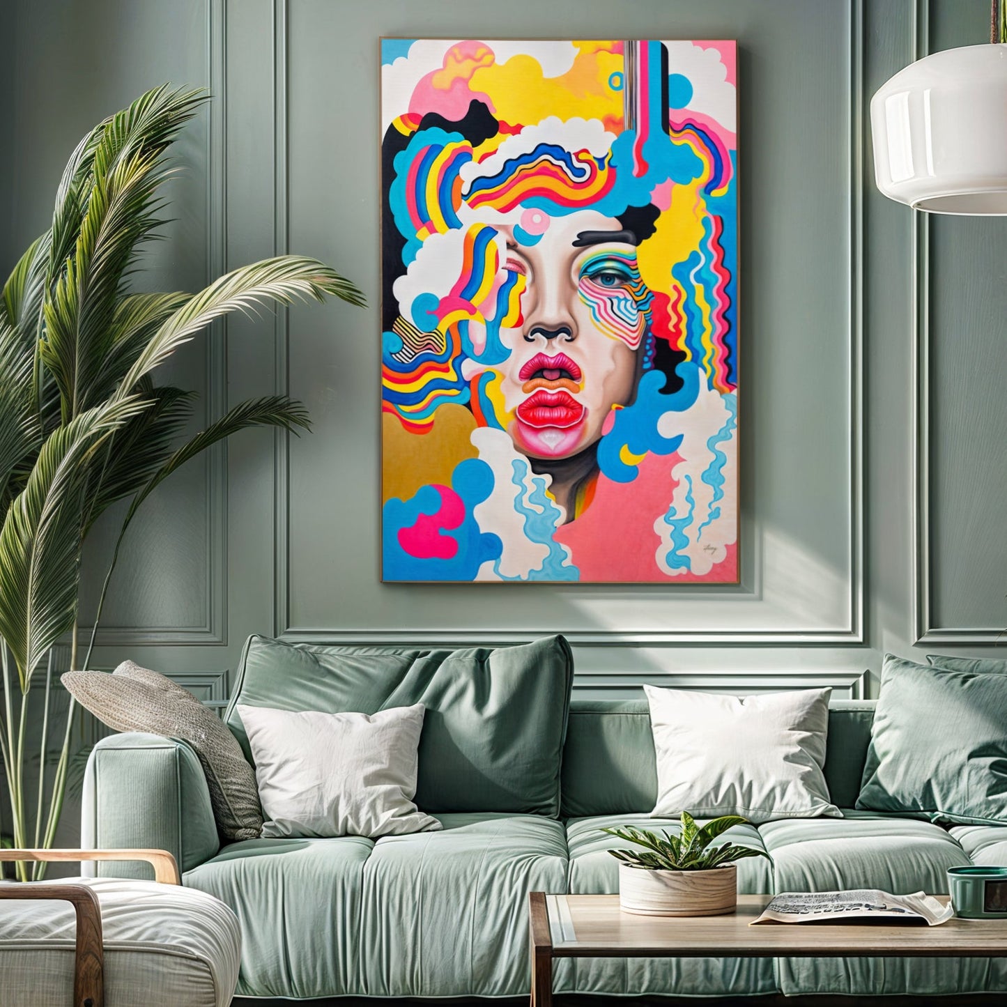Canvas Candy Face by Tailored Canvases; vivid abstract portrait crafting canvas on Tampa Home & Garden Store