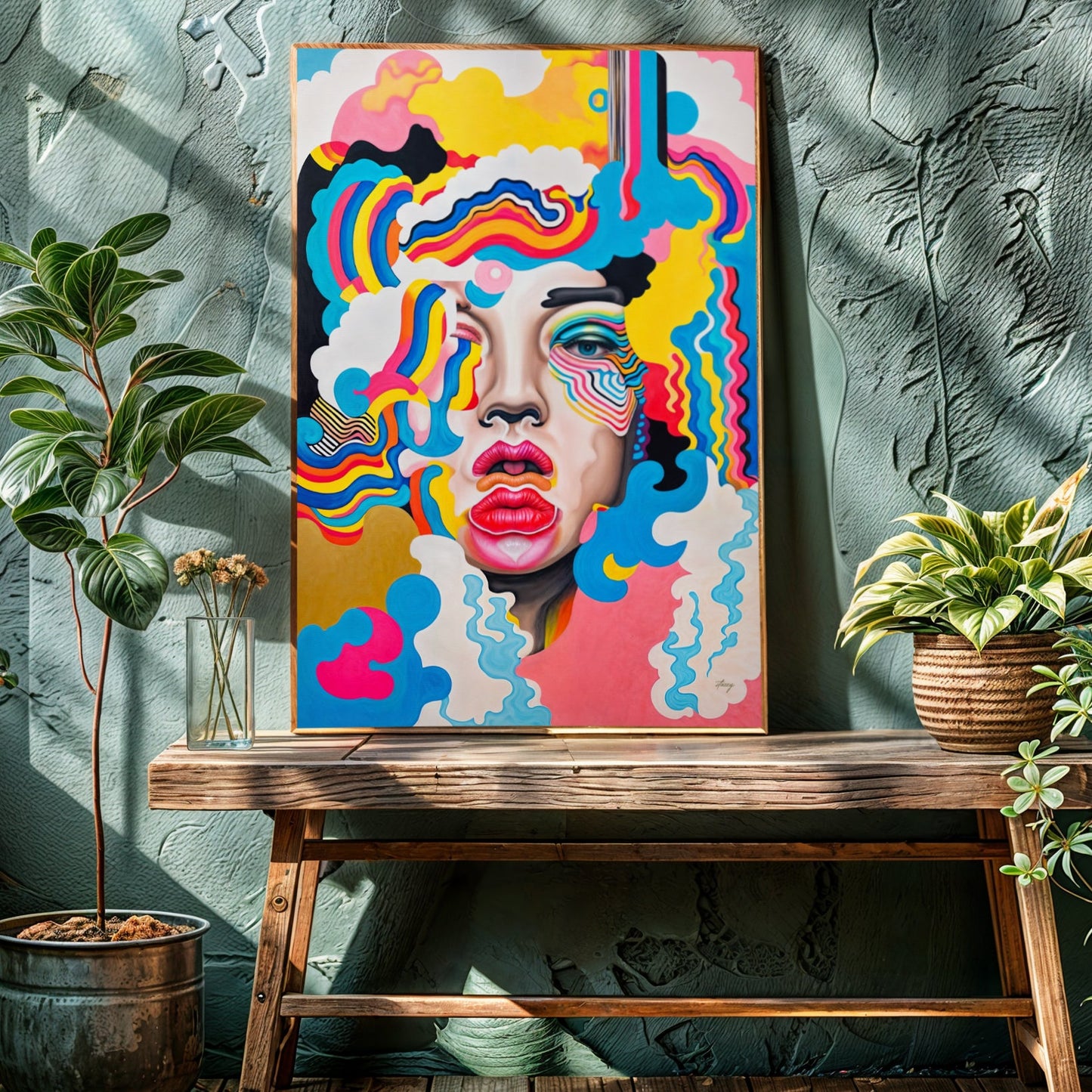 Canvas Print Candy Face by Tailored Canvases, colorful portrait on crafting canvas on Tampa Home & Garden Store