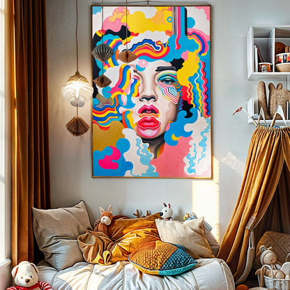 Canvas Print Candy Face by Tailored Canvases, bright abstract portrait on crafting canvas on Tampa Home & Garden Store