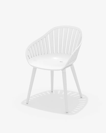 Nassau Resin and Aluminum Chair outdoor white with slatted back by LifestyleGarden US on Tampa Home & Garden Store