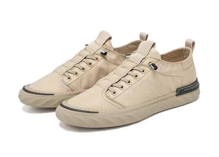 Canvas men's sneakers beige Stevvex with lace-up, pull tabs, rubber sole on Tampa Home & Garden Store