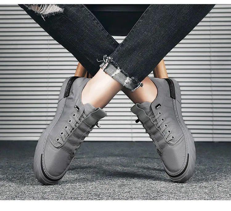 Stevvex canvas men's sneakers gray breathable cloth casual sport flats on Tampa Home & Garden Store