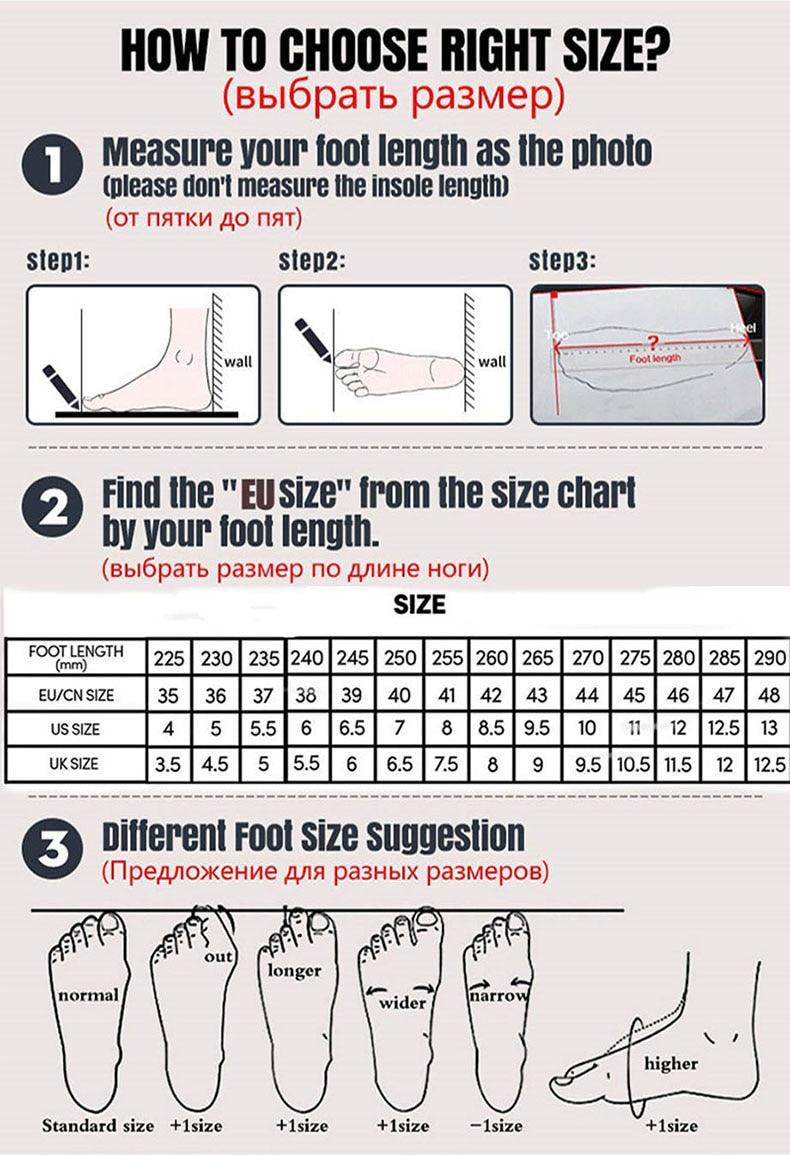 Stevvex canvas men's sneakers size guide with foot-length measurement steps and EU/US size chart on Tampa Home & Garden Store