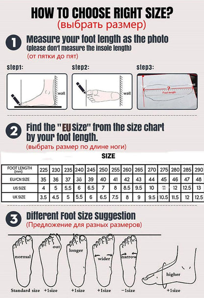 Stevvex canvas men's sneakers size guide with foot-length measurement steps and EU/US size chart on Tampa Home & Garden Store