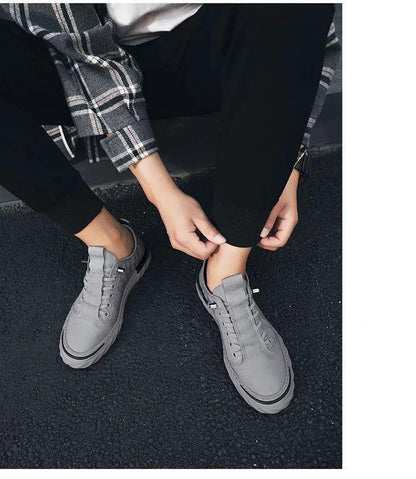 Stevvex canvas men's gray sneakers breathable cloth casual walking shoes on Tampa Home & Garden Store