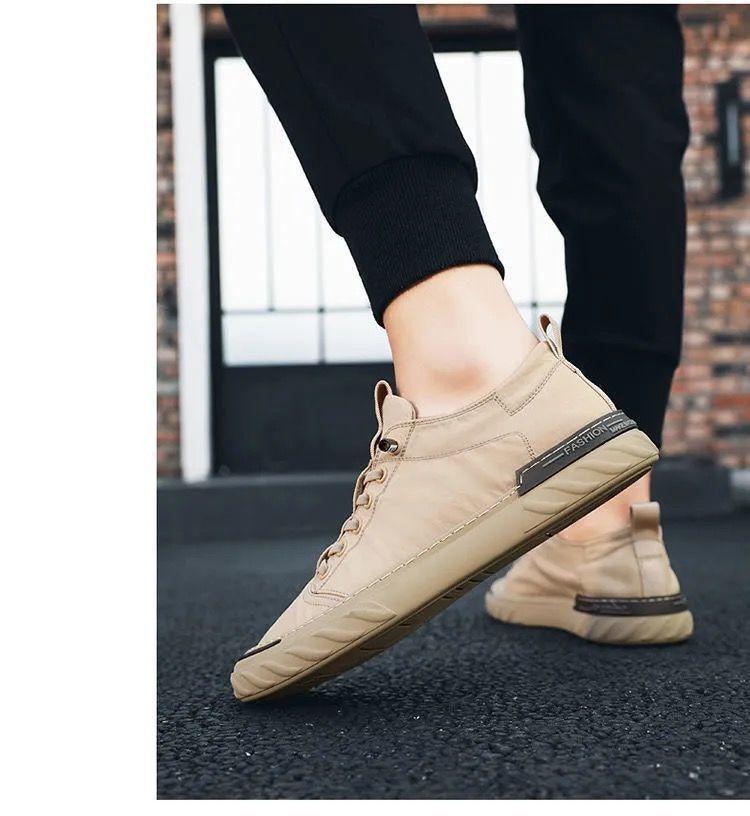Stevvex beige canvas sneakers, breathable cloth casual walking shoes, modern design on Tampa Home & Garden Store