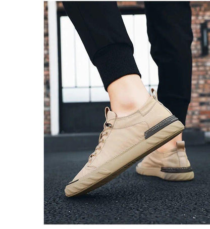 Stevvex beige canvas sneakers, breathable cloth casual walking shoes, modern design on Tampa Home & Garden Store