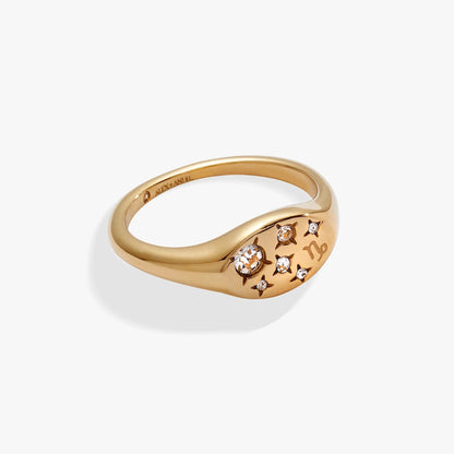 Capricorn Zodiac Ring with Crystal Star Accents