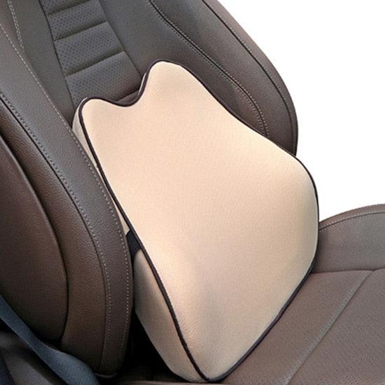 Car neck headrest pillow Stevvex beige memory foam cushion with black trim for driving on Tampa Home & Garden Store