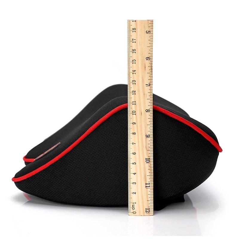 Car neck headrest pillow with memory foam, black fabric with red piping on Tampa Home & Garden Store