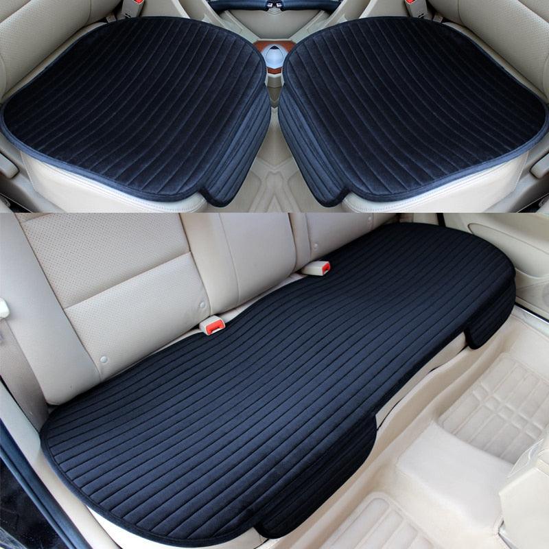 Stevvex black flocked car seat covers for front seats and rear bench universal fit on Tampa Home & Garden Store