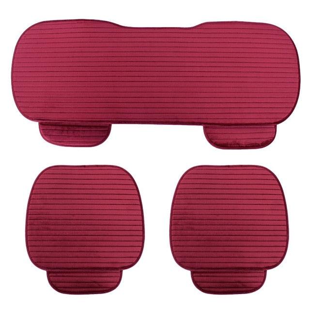 Stevvex red flocking car seat cover, 3-piece universal non-slip protectors front and rear seats on Tampa Home & Garden Store