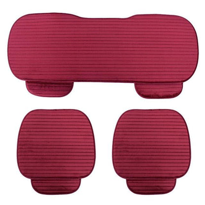 Stevvex red flocking car seat cover, 3-piece universal non-slip protectors front and rear seats on Tampa Home & Garden Store