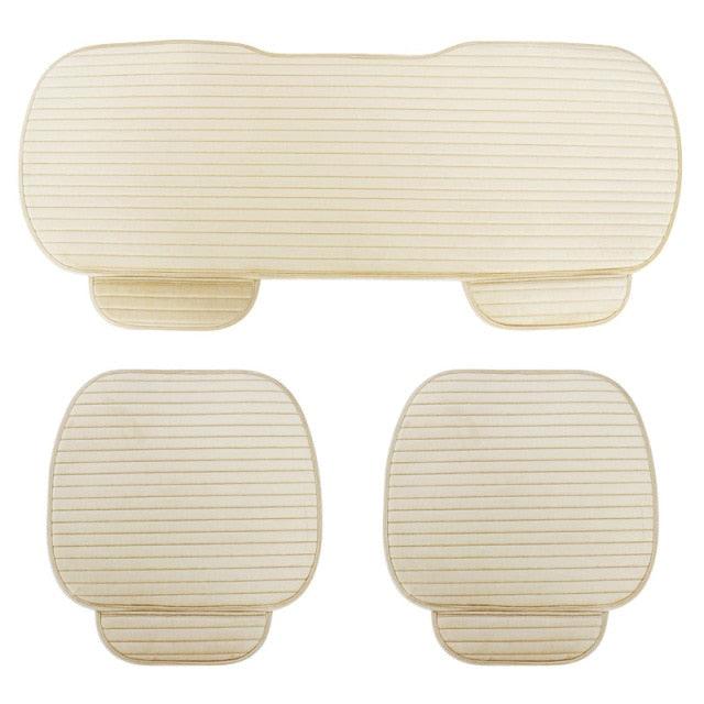 Stevvex beige flocked car seat cover set, three-piece universal bottom protectors on Tampa Home & Garden Store