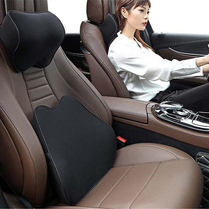 Car seat headrest pillow in black memory foam for neck support Stevvex ALUBK678AWX on Tampa Home & Garden Store