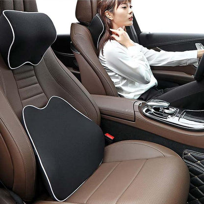 Stevvex car seat headrest pillow memory foam neck support black with white piping pair on Tampa Home & Garden Store
