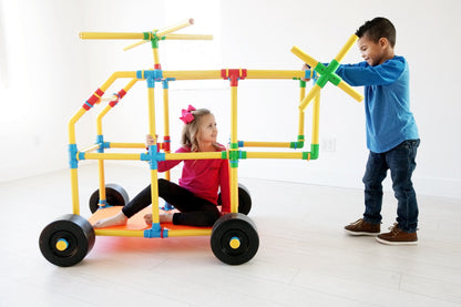 TubeLox Deluxe STEM toy set, 2x with 2 bags; yellow tubes, blue/green connectors; kids play on Tampa Home & Garden Store