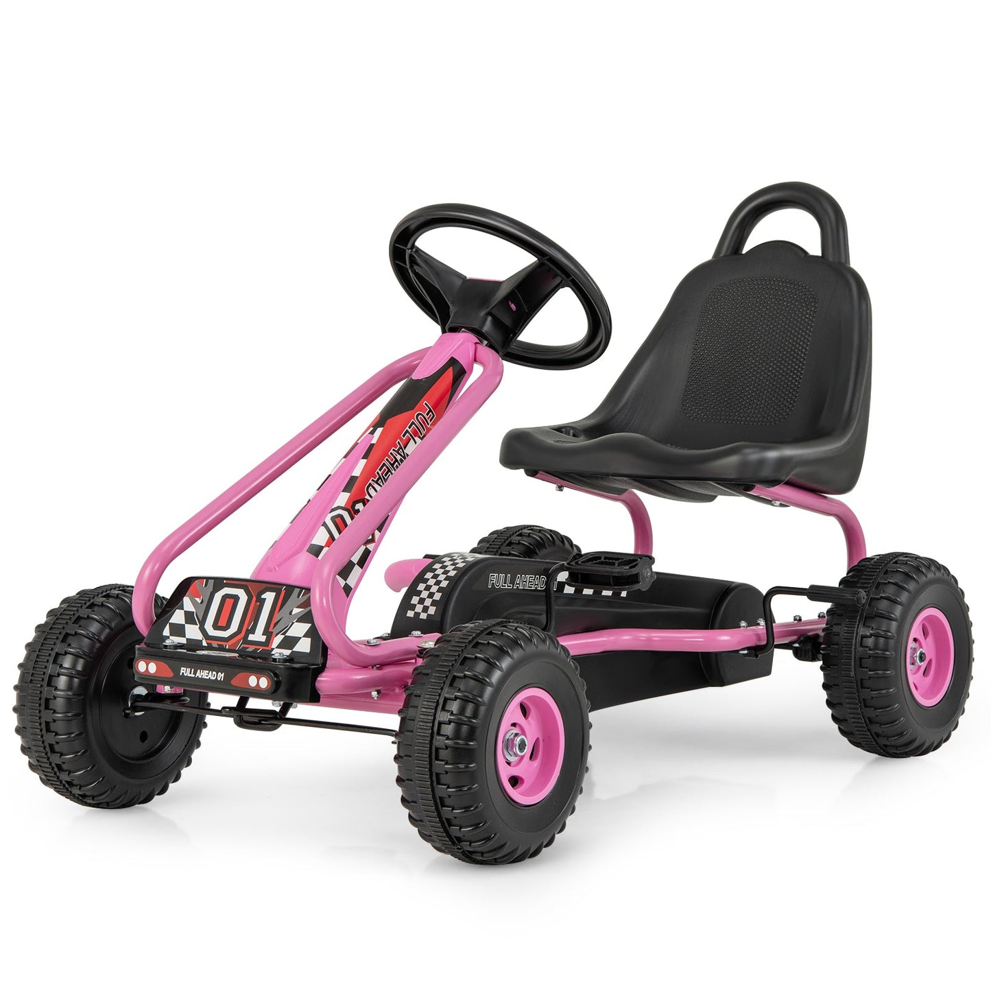 4 Wheel Pedal Powered Ride On with Adjustable Seat-Blue
