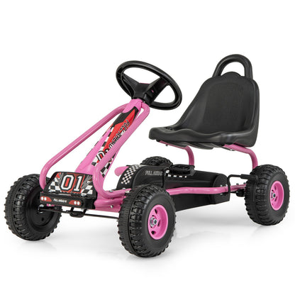 4 Wheel Pedal Powered Ride On with Adjustable Seat-Blue