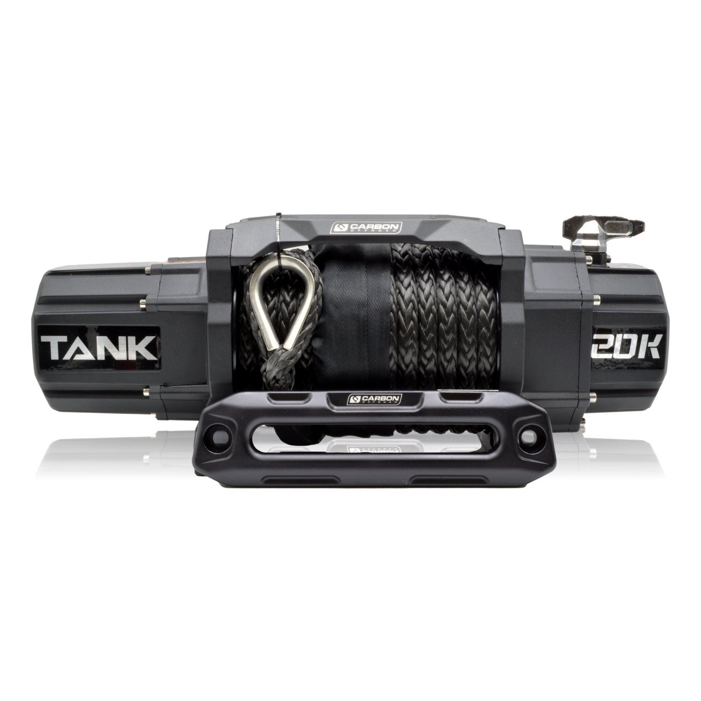 Carbon Tank winch 20000lb, gray housing with braided rope, Carbon Offroad USA on Tampa Home & Garden Store