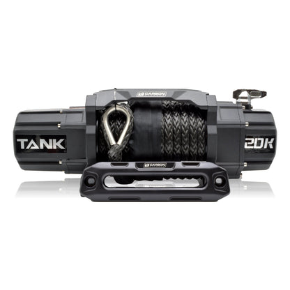 Carbon Tank winch 20000lb, gray housing with braided rope, Carbon Offroad USA on Tampa Home & Garden Store