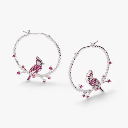 Cardinal Reversible Hoop Earrings by Alex and Ani with pink cardinal gems on silver rope hoops on Tampa Home & Garden Store