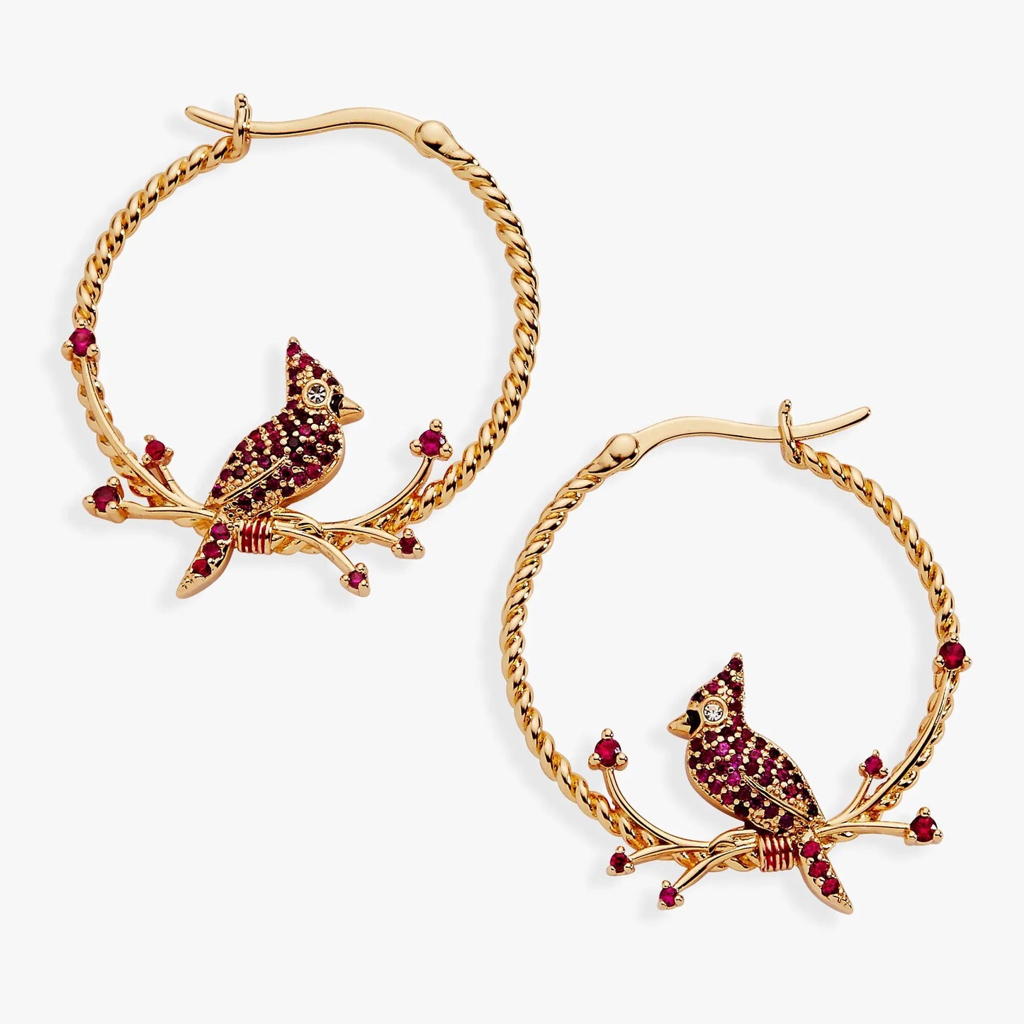 Cardinal Reversible Hoop Earrings gold-tone hoops with ruby-red cardinal charm by Alex and Ani on Tampa Home & Garden Store