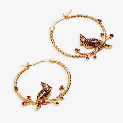Cardinal Reversible Hoop Earrings gold tone with jeweled cardinal motif by Alex and Ani on Tampa Home & Garden Store