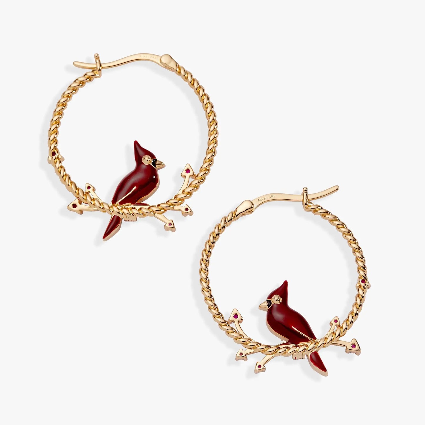 Cardinal Reversible Hoop Earrings gold-tone hoops with red cardinal charms Alex and Ani on Tampa Home & Garden Store