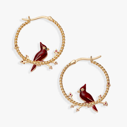 Cardinal Reversible Hoop Earrings gold-tone hoops with red cardinal charms Alex and Ani on Tampa Home & Garden Store