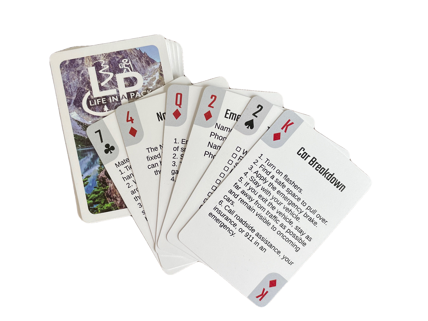 Life in a Pack Survival Playing Cards deck by River Country Gear with mountain landscape backs on Tampa Home & Garden Store