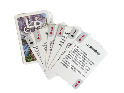 Life in a Pack Survival Playing Cards deck by River Country Gear with mountain landscape backs on Tampa Home & Garden Store