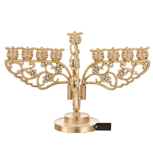 Candelabro de paloma pintado en oro con cristal