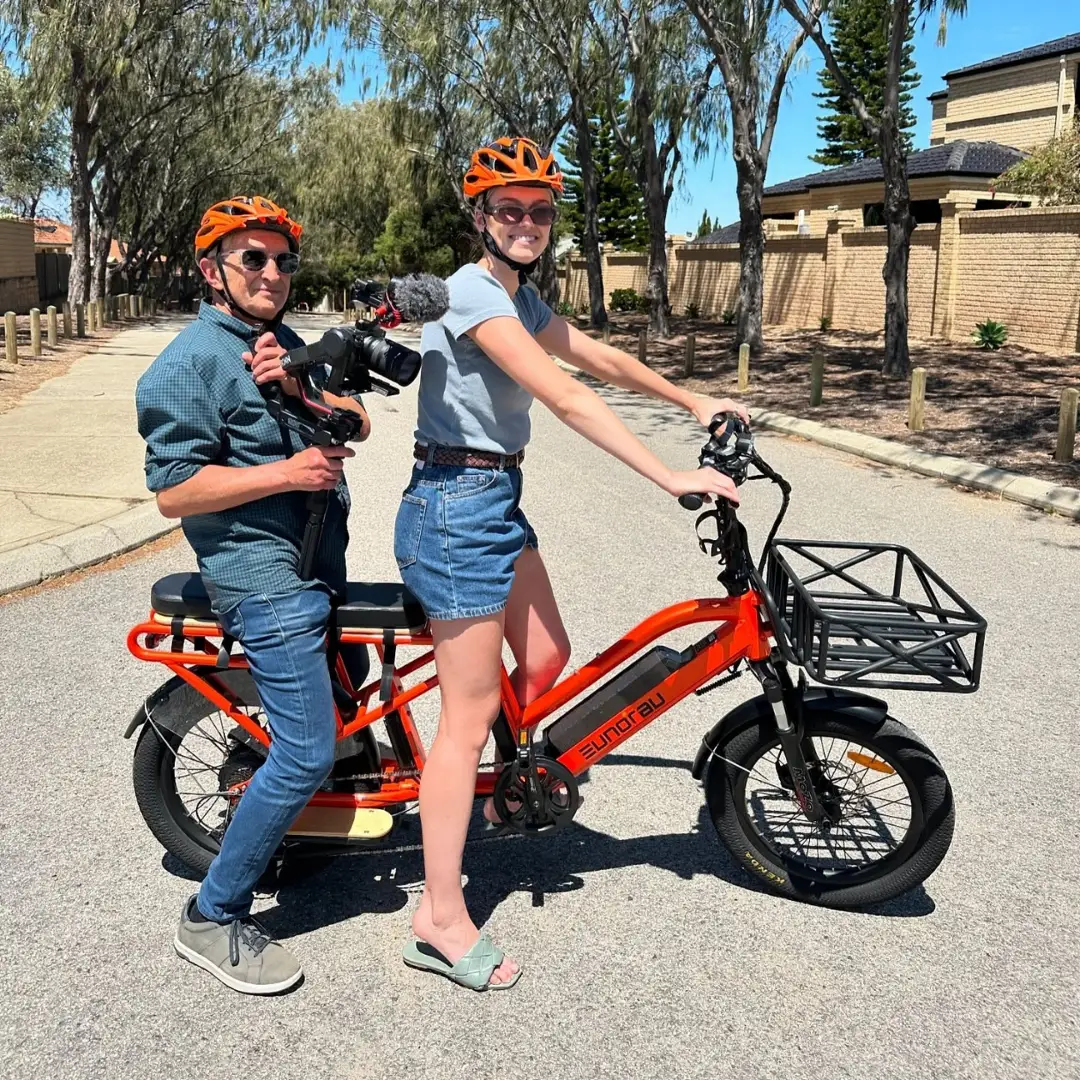 Basket Black front cargo basket on orange EUNORAU E-BIKE US bicycle on Tampa Home & Garden Store