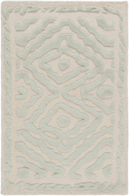 Carnegie Area Rug by Boutique Rugs, pink field with pale blue raised abstract motif on Tampa Home & Garden Store