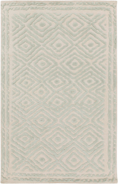 Carnegie Area Rug by Boutique Rugs in mint and ivory with geometric diamond lattice pattern on Tampa Home & Garden Store