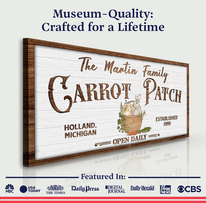 Carrot Patch Easter Sign III canvas by Tailored Canvases with wood frame and vintage typography on Tampa Home & Garden Store