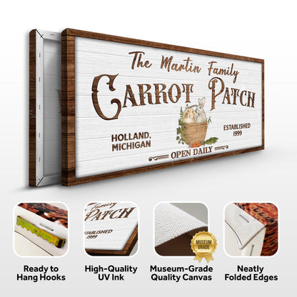 Canvas Carrot Patch Easter Sign III Tailored Canvases; white wood panel with brown frame on Tampa Home & Garden Store