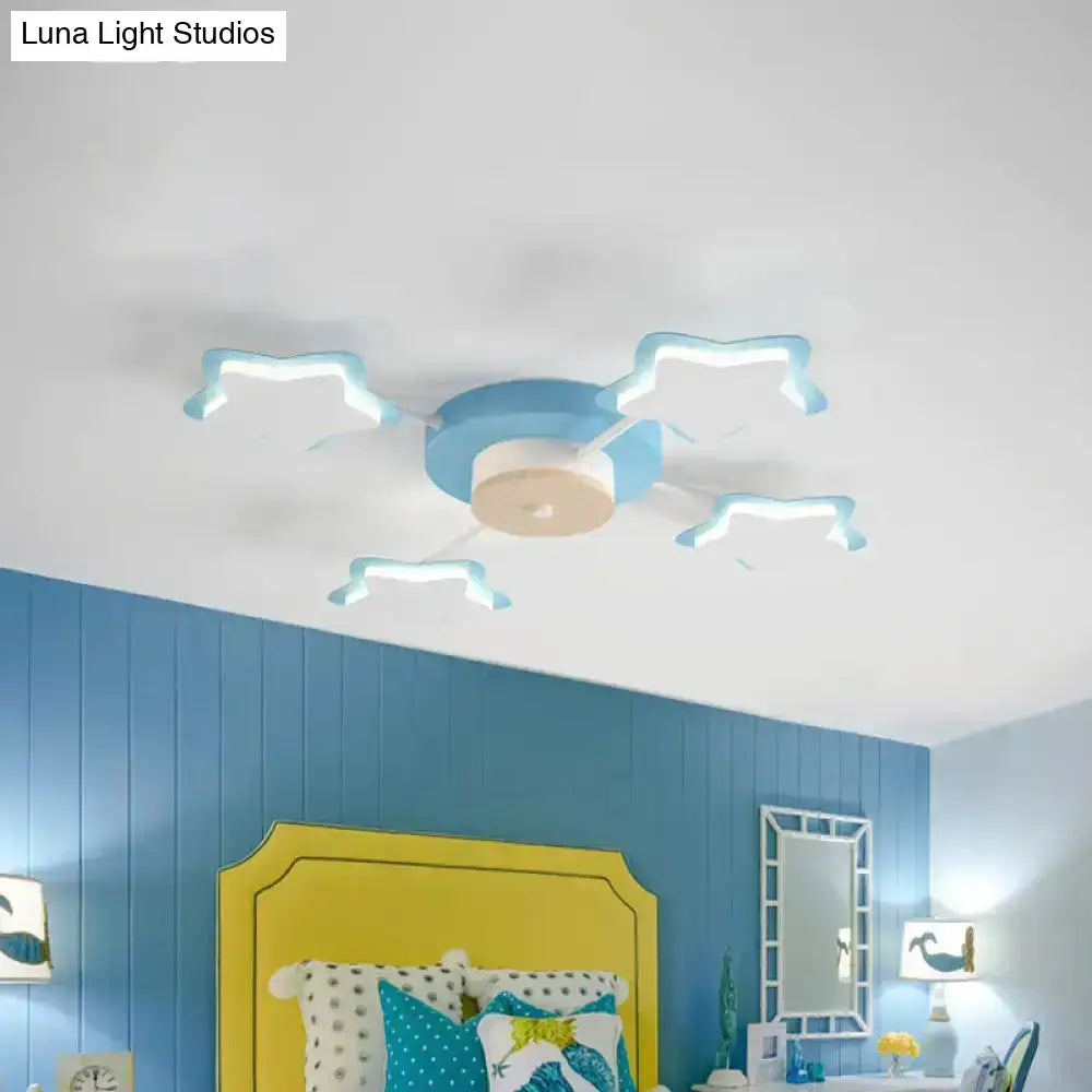 Pink Star LED ceiling light flush mount with 4 blue star-shaped arms Decorbites on Tampa Home & Garden Store