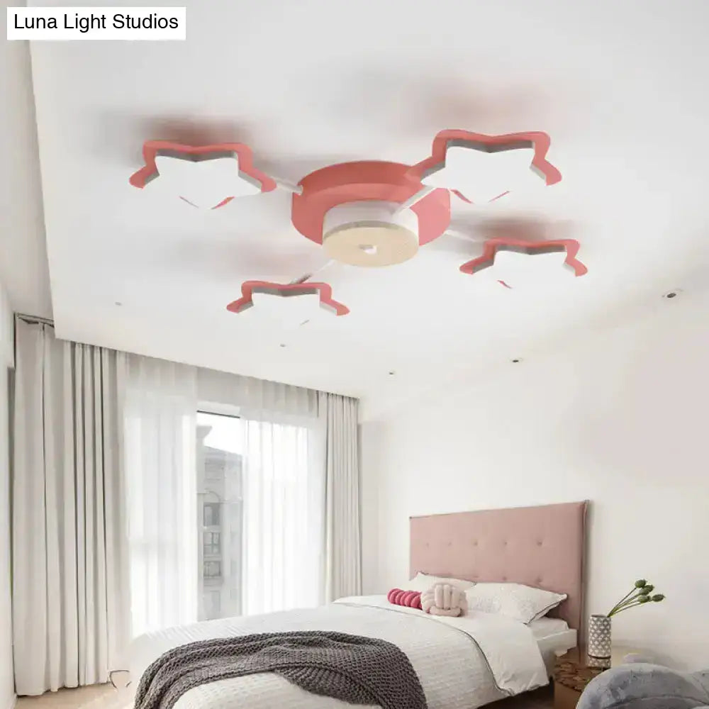 Pink Star LED Ceiling Light with pink star shapes around a central hub, Decorbites flush mount on Tampa Home & Garden Store