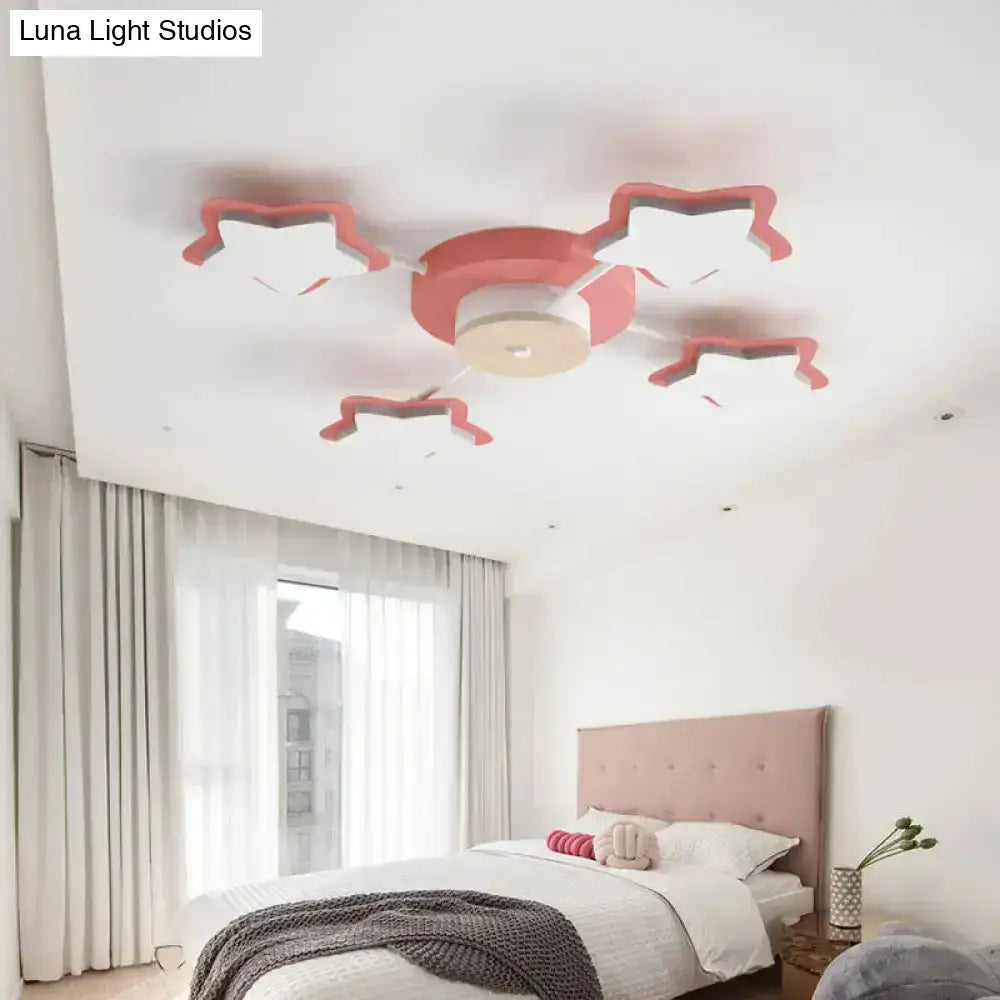 Pink Star LED ceiling light flush mount with four pink star accents on Tampa Home & Garden Store