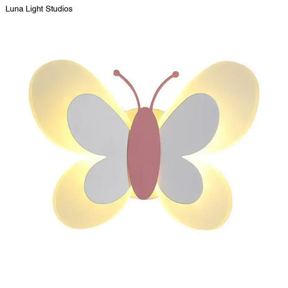 Butterfly LED Wall Light pink body gray wings warm backlit yellow glow Decorbites on Tampa Home & Garden Store